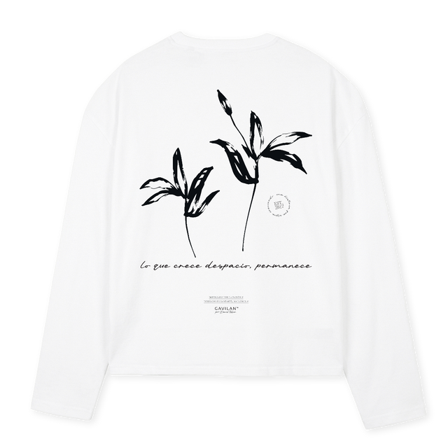 CRECERBLACK White Oversized Boxy LS Tee.