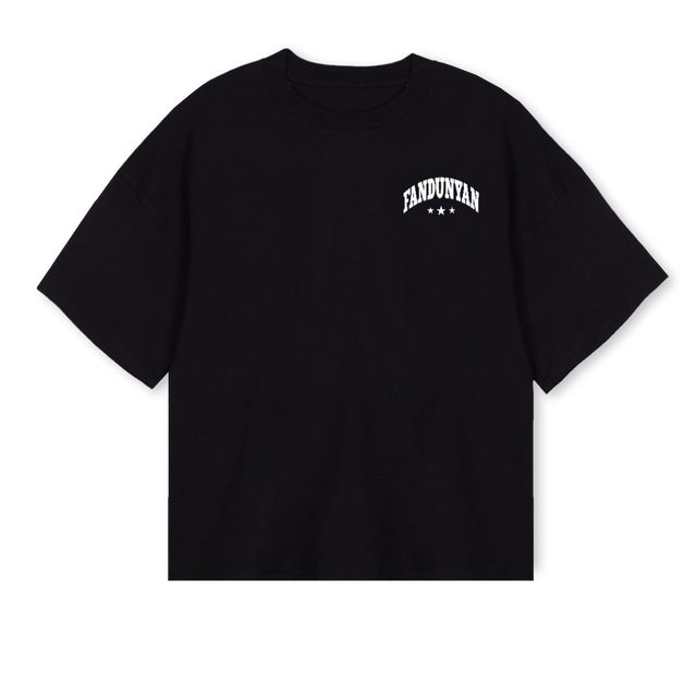 FANDUNYAN PRINT Black Oversized Boxy Tee.