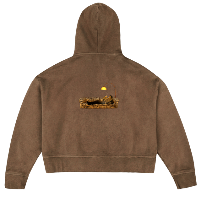 ONEOFONE ALAN Vintage Tan Oversized Boxy Hoodie.