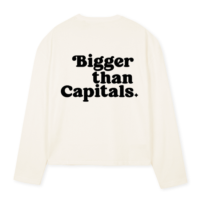 TRILLABTC Vintage White Oversized Boxy LS Tee.