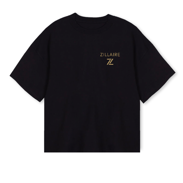 ZILLAIRE Black Oversized Boxy Tee.