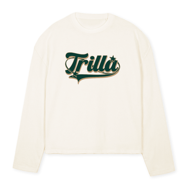 TRILLAEMBLEM Vintage White Oversized Boxy LS Tee.