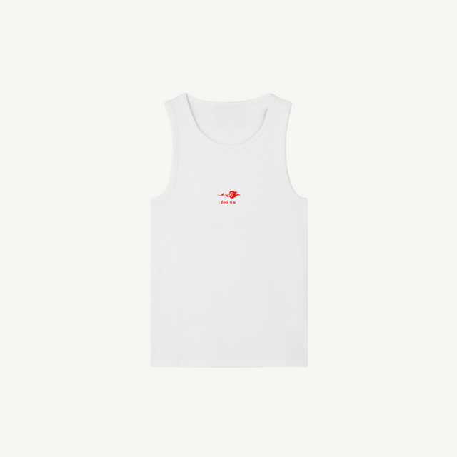fool1 White Slim Ribbed Tank.