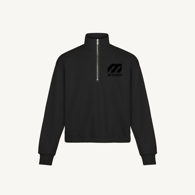 black quarterzip Black Oversized Boxy 1/4-Zip Sweater.
