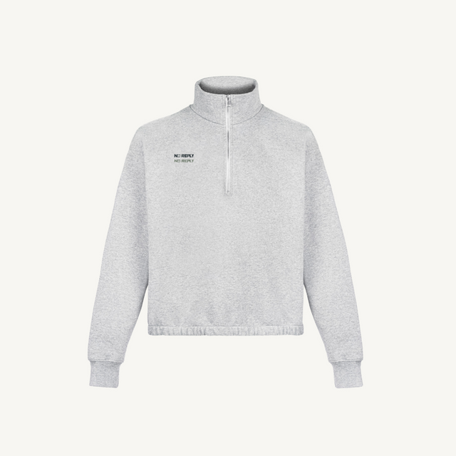 Grey Light Grey Marl Oversized Boxy 1/4-Zip Sweater.