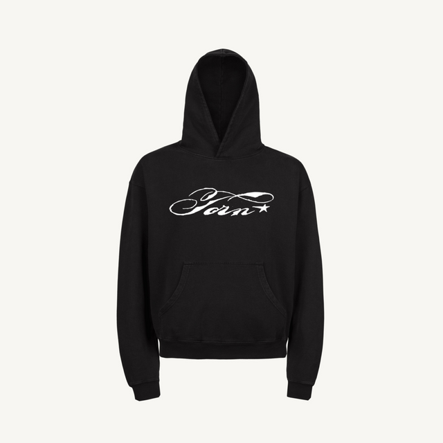 TornHoodieI Black Ultra Heavy Oversized Hoodie.