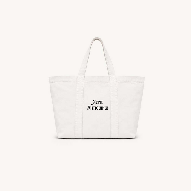 Gone antiquing tote - ivory (final #1) Ivory Oversized Canvas Tote Bag.