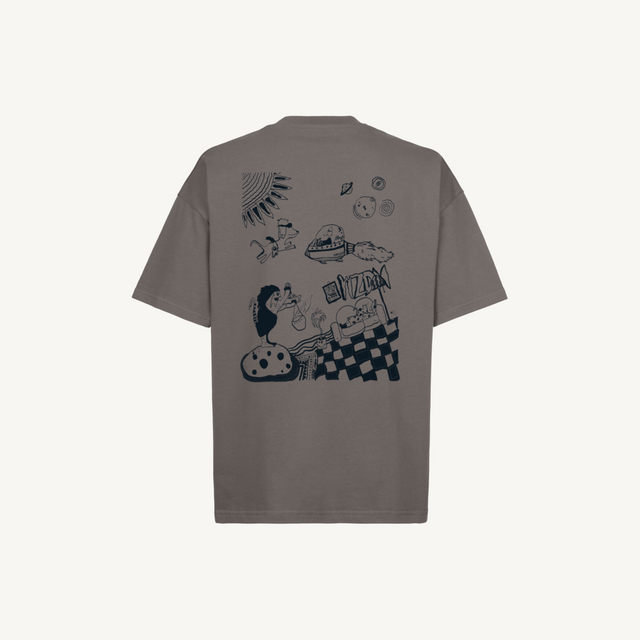 GANDIANGELSGREYTEE Pigment Grey Oversized Tee.