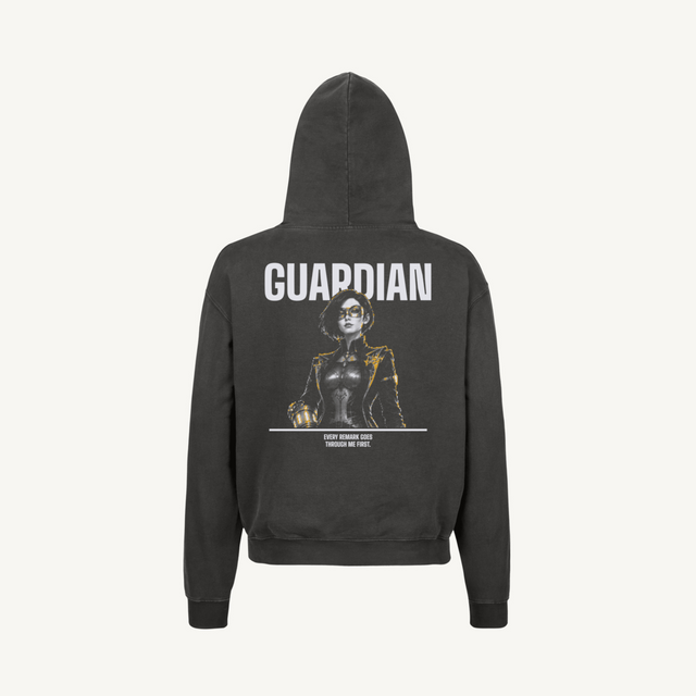 THE GUARDIAN - LEVEL -1 Vintage Black Oversized Hoodie.