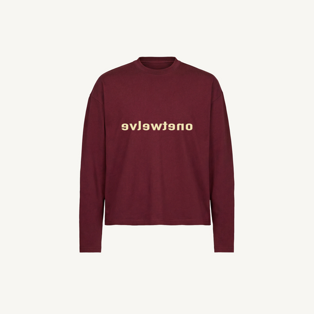 BURGUNDY MIRRORED Burgundy Oversized Boxy LS Tee.