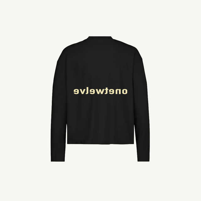 mIRRORED LOWER CASE Black Oversized Boxy LS Tee.