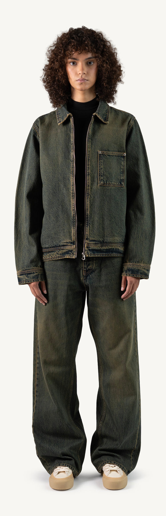 Faded Burn Storm Blue Relaxed Denim Jacket.