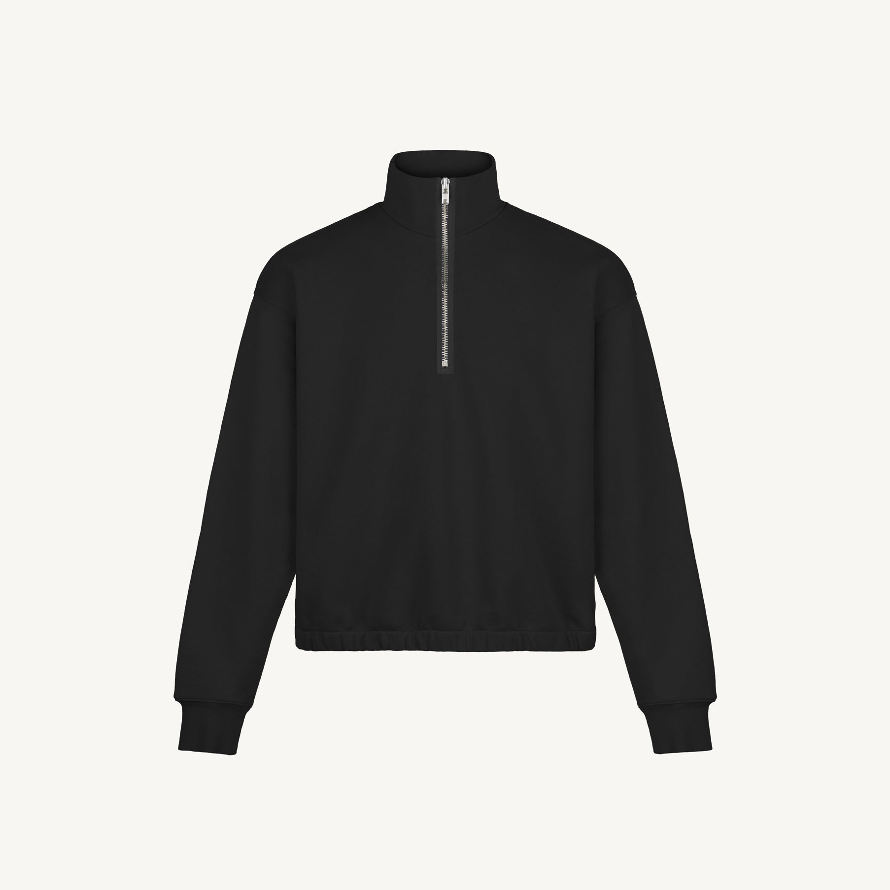 Black Oversized Boxy 1/4-Zip Sweater. – WATC STUDIO