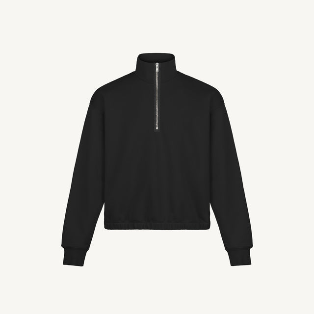 Black Oversized Boxy 1/4-Zip Sweater.