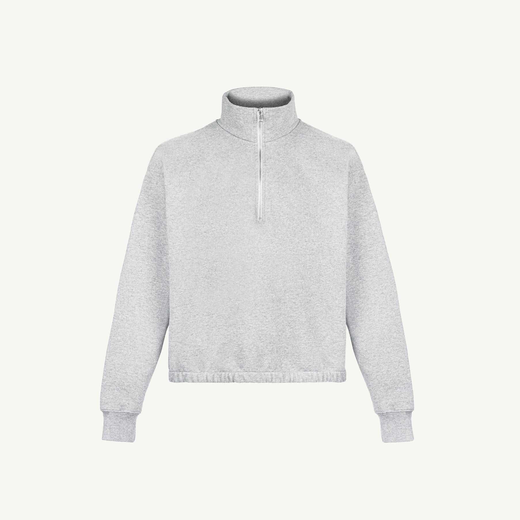 Light Grey Marl Oversized Boxy 1/4-Zip Sweater. – WATC STUDIO