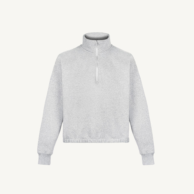 Light Grey Marl Oversized Boxy 1/4-Zip Sweater.