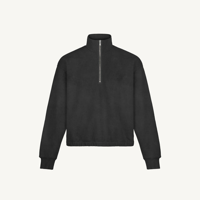 Vintage Black Oversized Boxy 1/4-Zip Sweater.