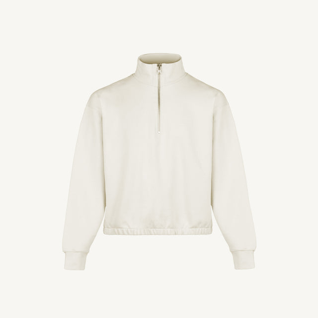 Vintage White Oversized Boxy 1/4-Zip Sweater.