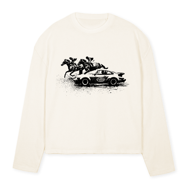 POWER Vintage White Oversized Boxy LS Tee.