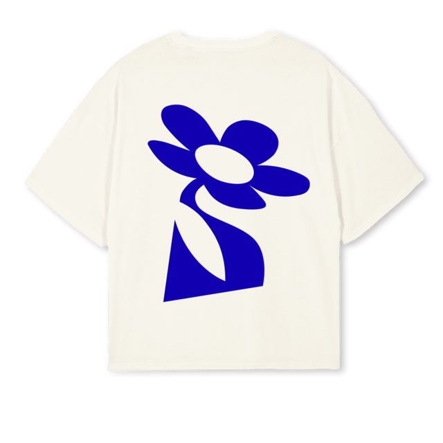 SANTAONETEE Cream Oversized Boxy Tee.