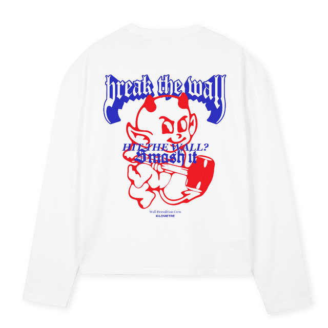 BREAKWALLLONG White Oversized Boxy LS Tee.