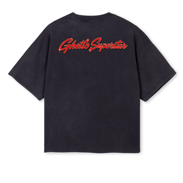 GHETTODVA Vintage Black Oversized Boxy Tee.