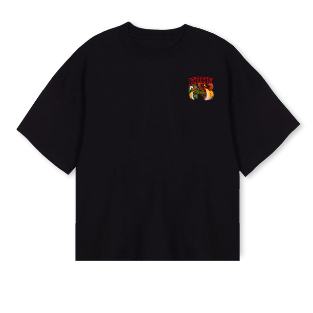 EDENBGBORSTBOXTEE Black Oversized Boxy Tee.