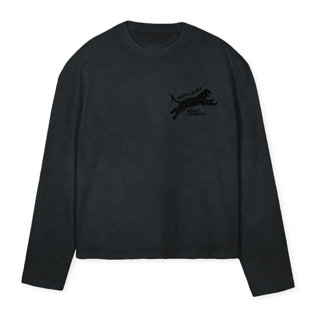LONDONTIGERLONGSLEEV Vintage Black Oversized Boxy LS Tee.