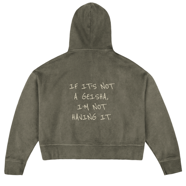 IFITSNOTGEISHAHOODIE Vintage Olive Oversized Boxy Hoodie.