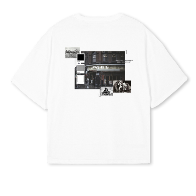 QUINTE White Oversized Boxy Tee.