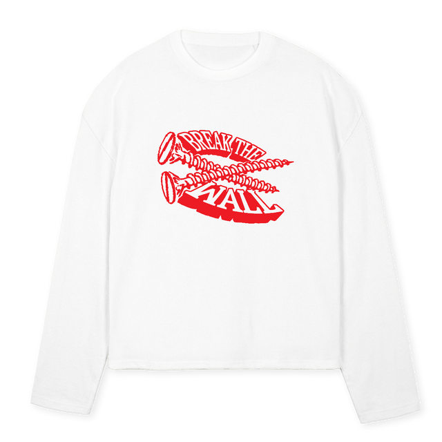 BREAKWALLLONG White Oversized Boxy LS Tee.