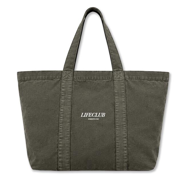 LIFECLUB TOTEBAG Vintage Olive Oversized Canvas Tote Bag.