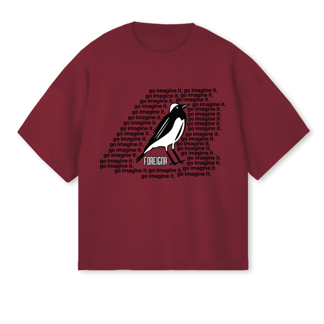 SLOBIRD Burgundy Oversized Boxy Tee.