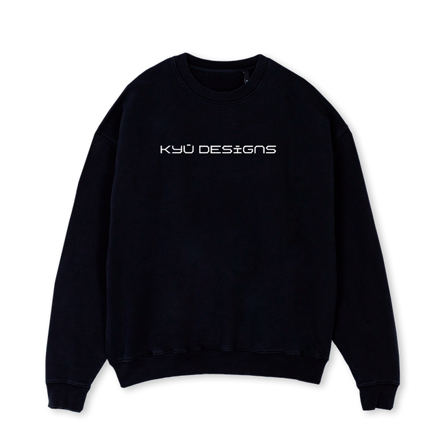 KYUBLACK Black Oversized Crewneck Sweater.