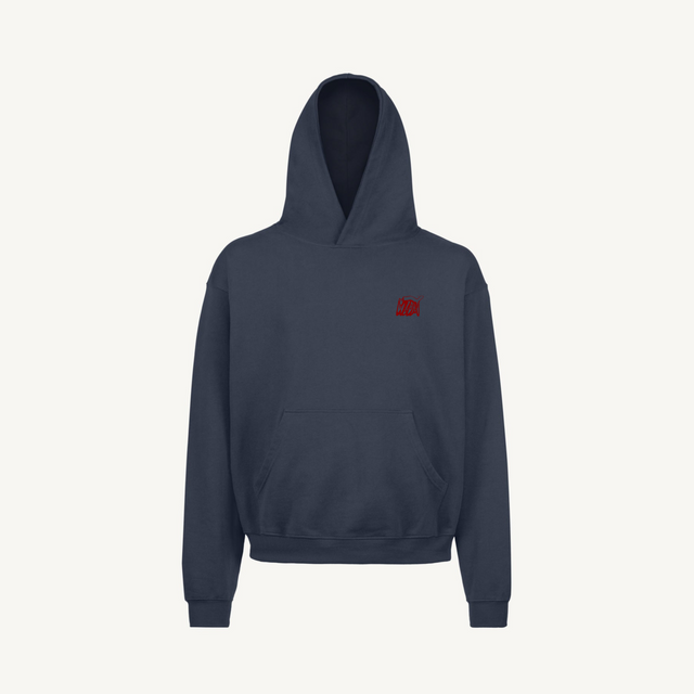 SMOKEYBURGUNDYEMBROIDERY Navy Blue Oversized Hoodie.