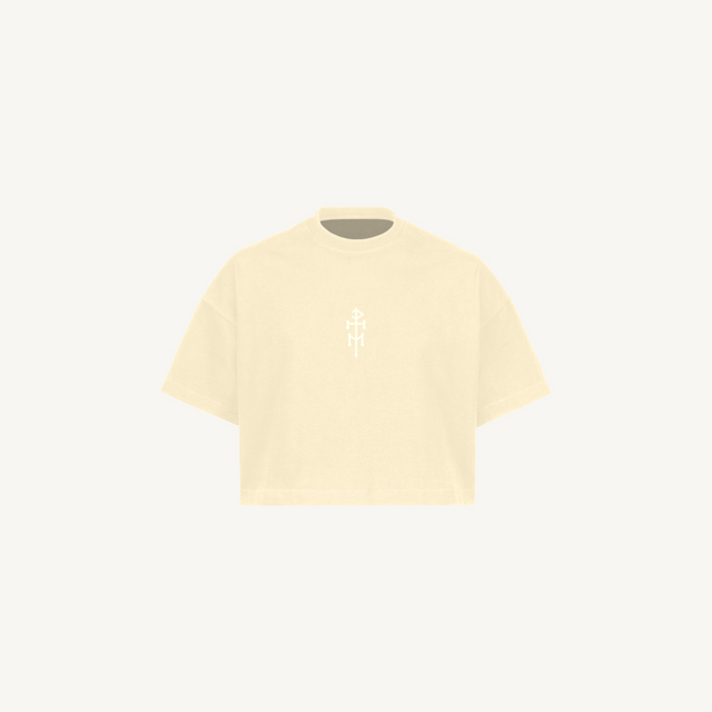 DIEMTI LOGO OX CRPX LADY Cream Cropped Oversized Tee.