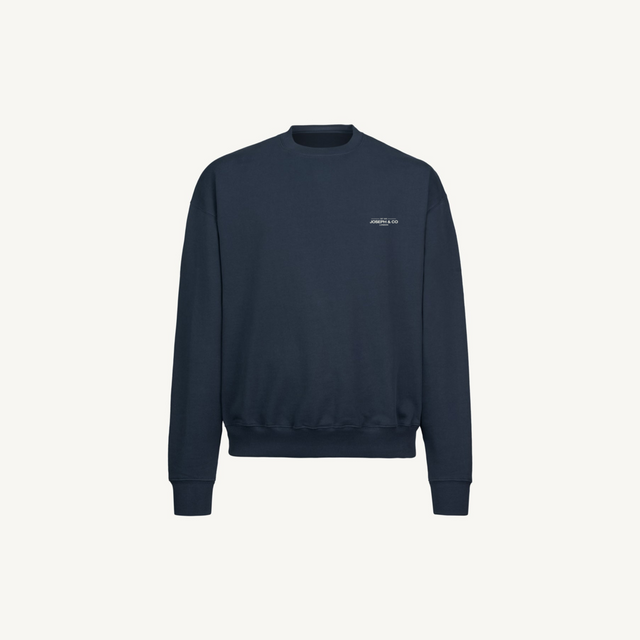 T Navy Blue Oversized Crewneck Sweater.