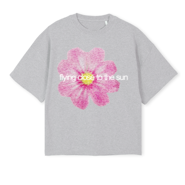 FLYINGCLOSE Light Grey Marl Oversized Boxy Tee.