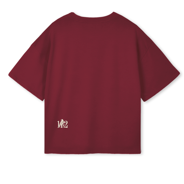 BURGNDYONETWELVE Burgundy Oversized Boxy Tee.