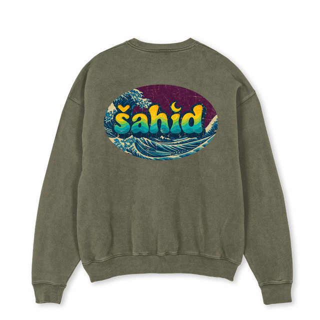 PURPLEWAVE Vintage Olive Oversized Crewneck Sweater.