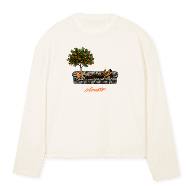 LONGZEBRA Vintage White Oversized Boxy LS Tee.