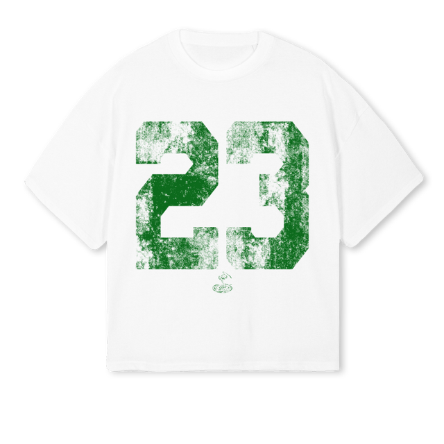 TWOTHREEGREEN White Oversized Boxy Tee.