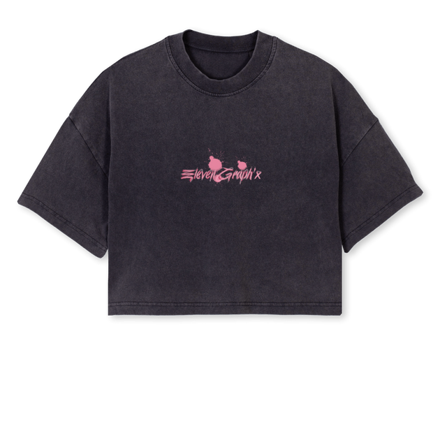 LOIS Vintage Black Cropped Oversized Tee.