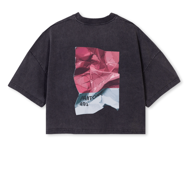 LOIS Vintage Black Cropped Oversized Tee.