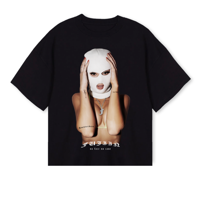 NOFACNOCAS Black Oversized Boxy Tee.