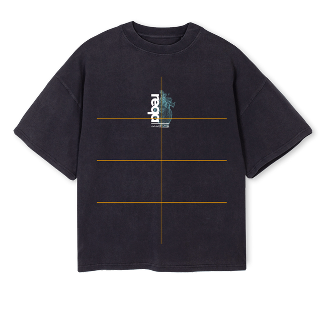 HEART Vintage Black Oversized Boxy Tee.