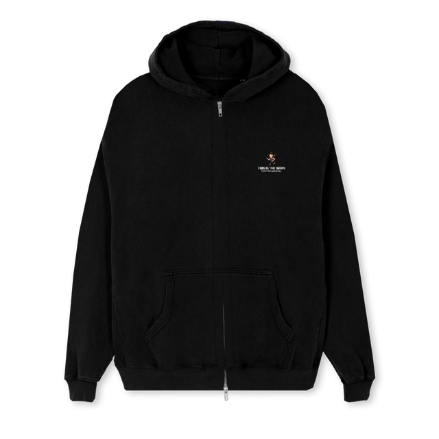 WRKZIPWAY Black Regular Zipped Hoodie.