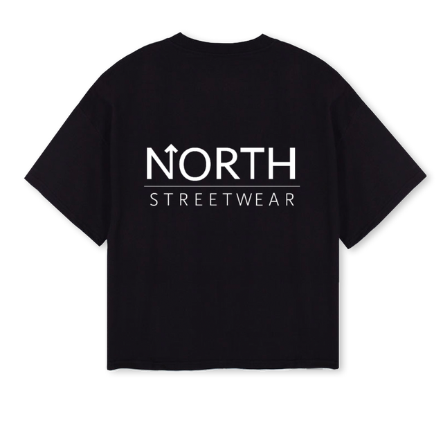 NORTH Black Oversized Boxy Tee.