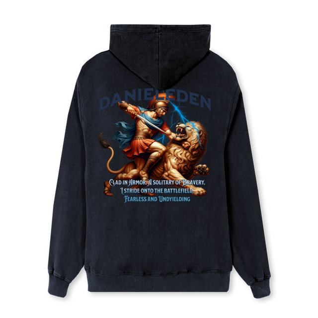 LION Vintage Black Regular Zipped Hoodie.