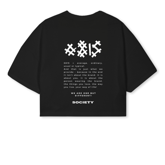 STORYCROPB Black Cropped Oversized Tee.